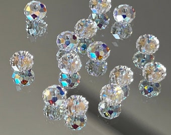 Swarovski Crystal Beads - 6x4mm - Faceted, Sparkly, Rondelle Beads - Crystal AB - SPARKLY! - Packages of 6 or 12 Beads (#298)