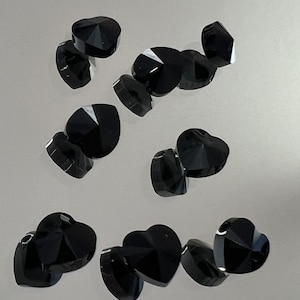 Swarovski Crystals - 8mm Heart Beads - Jet - Black Crystal - Crystal Heart - Cross-drilled - Packages of 6 or 12 (976)