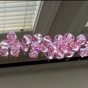 Swarovski Crystal Beads - Choice of 3mm, 4mm or 6mm Pink Bicone Beads - Light Rose - Crystal Beads - Packages of 12, 24 & 48 Beads (#372)
