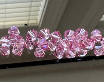Swarovski Crystal Beads - Choice of 3mm, 4mm or 6mm Pink Bicone Beads - Light Rose - Crystal Beads - Packages of 12, 24 & 48 Beads (#372)