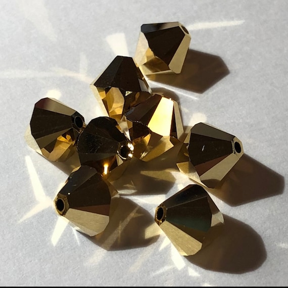 Preciosa™Crystals - Choice of 3, 4 & 6mm - Crystal Aurum 2X - Gold Crystal Bicone Beads - VERY Shiny Gold Beads- Pkg of 12,24,48 (#679)