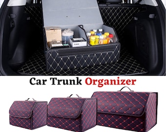Car Trunk Organizer, foldable leather storage bag, emergency storage