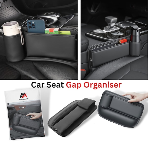 Almacenamiento para hueco de asiento de coche, portavasos, organizador de asiento delantero, relleno de huecos, funda con soporte para teléfono, accesorios para coche, organizador interior