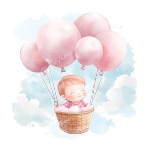 Akwarela Vintage Baby Clipart Baby Shower PNG Pobieranie obrazów cyfrowych do tworzenia kartek Scrapbook Przezroczyste PNG, Pobieralna sztuka