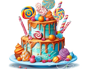 watercolor cake, cake illustration, wall art, cake painting, watercolor art, cake decor, food art, kitchen decor, cake print, cake drawing