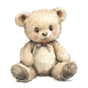 Teddy Bear Png - Digital Downloads, Custom Illustration, Baby shower clipart, PNG Clipart, Cute illustration PNG, Watercolor clipart