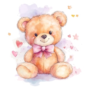 Lindo oso de peluche oso Png - Descargas digitales, arte personalizado, clipart de baby shower, clipart PNG, ilustración de corazones PNG, ilustración simple
