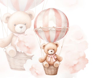 Digital download, sublimation design, teddy bear balloon, teddy bear art