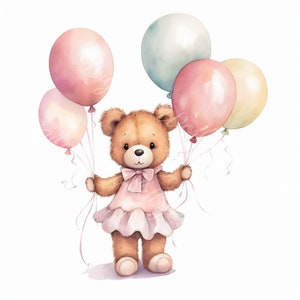 Oh Baby girl Clipart, Miś clipart, Akwarela baby, to dziewczynka clipart, akwarela miś, baby shower clipart, baby shower