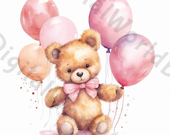 birthday clipart, nursery art, teddy bear, clip art, digital download, collage images, digital clipart, digital crafting, scrapbook images