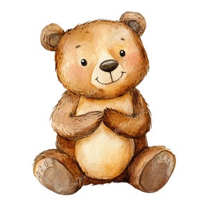 Teddy Bear Png - Digital Downloads, Custom Illustration, Baby shower clipart, PNG Clipart, Cute illustration PNG, Watercolor clipart