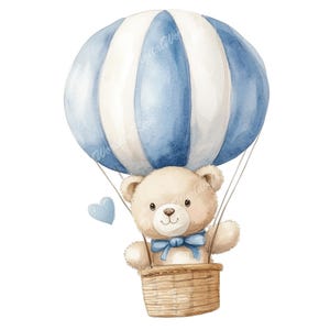 Clipart akwarelowy Miś Teddy, Clipart neutralny dla Baby Shower, Clipart do użytku komercyjnego, Przezroczyste PNG, Ilustracja do pobrania