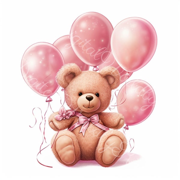 Boho Teddy bear, Watercolor bear, nursery teddy bear, teddy bear slipping, teddy bear fly, vintage teddy bear, cute teddy clipart