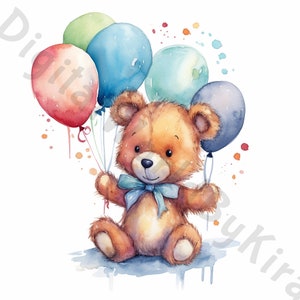 Teddy bear clipart, teddy bear png, teddy bear, bear clipart, watercolor bear, baby shower clipart, cute bear clipart, digital download