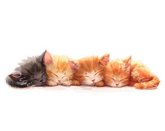 Cute Watercolor Kittens Clipart, Animal illustration PNG art, cat clipart, custom popular png, digital clipart, custom illustration