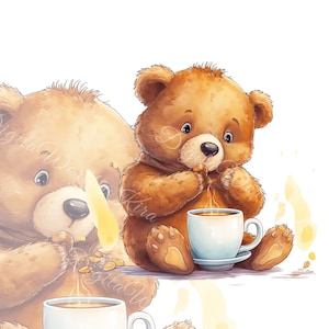 seasonal digital, teddy bear, teddy bear png, watercolor painting, digital download, commercial use