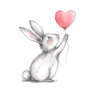 Bunny Rabbit PNG - Baby Shower Illustration, Bunny Clipart, Baby girl Illustration, Bunnies Clipart - Nursery Animal Clipart