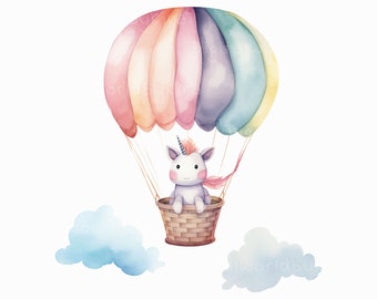 Licorne PNG, licorne SVG, licorne numérique, montgolfière, fichiers PNG, licorne png, sublimation pour enfants, dessins par sublimation, dessins pour enfants