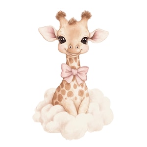 Adorable Giraffe PNG Clipart Bundle, Cartoon Cute Giraffe Transparent BG Illustration, Nursery Cute Giraffe, Animated Giraffe Commercial Use