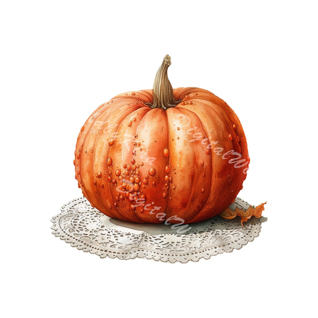 Pumpkin Watercolor Clipart, Fall Illustration PNG Art, Halloween ...