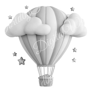 Hot Air Balloon Clip Art Clipart, Girl Baby Shower, Clipart for commercial use, Transparent PNGs, Downloadable Illustration, clouds Png