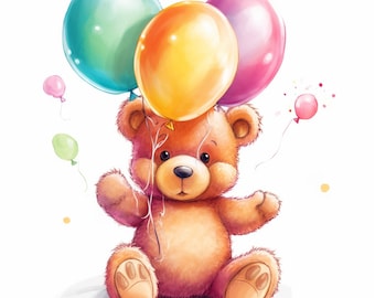 Teddy bear clipart, teddy bear png, teddy bear, bear clipart, watercolor bear, baby shower clipart, cute bear clipart, digital download