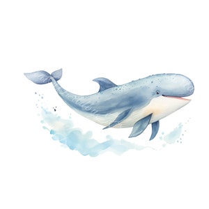 clipart ad acquerello, clipart sottomarina, animali marini png, acquerello di balene, clipart oceaniche, decorazioni per la scuola materna, arte della parete per bambini, animali sottomarini