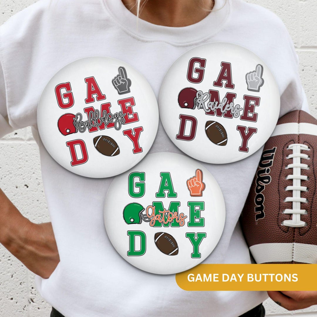 Football Back Button Football Button - Game Day Button - Pinback Button for Football Team ...