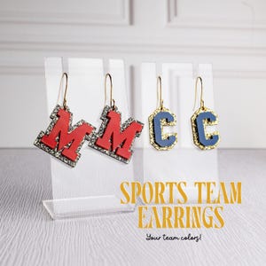 Varsity Letter Earrings – Glitter Sports Design, Team Spirit Accessories for Cheerleaders