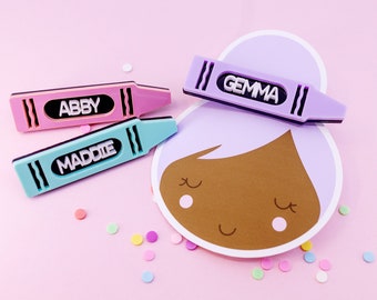 Personalized Name Hair Clips | Back to School Hair Clip | Hair bow | Alligator clip | Hair Accessory | Crayon Name Barrette | Custom Hair