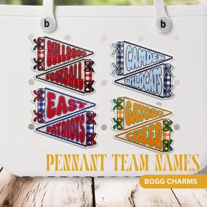 Personalized Pennant Bogg Charm: Sports Team Mascot, Acrylic & Vinyl