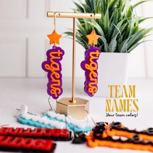 Custom Sports Team Name Earrings – Game Day Acrylic Earrings, Team Spirit Jewelry, Fan Earrings, Personalized Sports Accessories