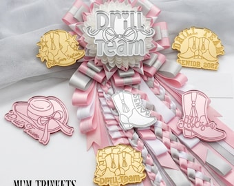 Drill Team Homecoming Mum Trinket, Acrylic Mum Charm, Texas Homecoming Mum, Drill Team Mum Accessory, Drill Team Gift, Senior Mum Charm