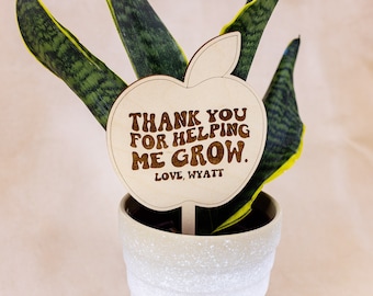 Teacher Appreciation Gift - Thank You for Helping Me Grow Plant Stake - Teacher Plant Stake - Thank You Gift for Teachers