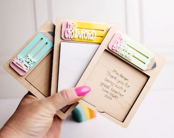 Pencil Post it Note Holder - Sticky Note Holder for Teacher Appreciation Gift - Custom School Teacher Gift - Personalized Teacher Gift