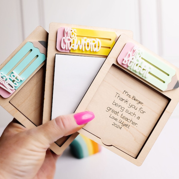 Pencil Post it Note Holder - Sticky Note Holder for Teacher Appreciation Gift - Custom School Teacher Gift - Personalized Teacher Gift