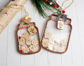 Family Christmas Ornament - 2023 Christmas Ornament - Mason Jar Shaker Ornament - Personalized Christmas Ornament - Gingerbread Family
