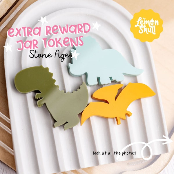 Stone Age Extra Reward Jar Tokens  - Dinosaur Tokens - Chore Tokens - Star Jar Tokens - Boys Tokens