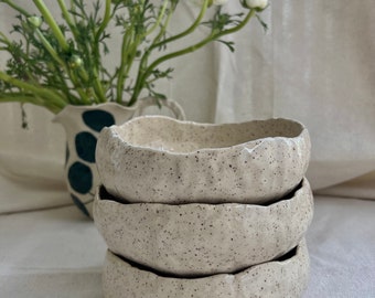 Handmade ceramic bowl, rustic, irregular bowl, minimalist cream bowl, soup bowl, scandinavian, speckled, aesthetic trendy  design