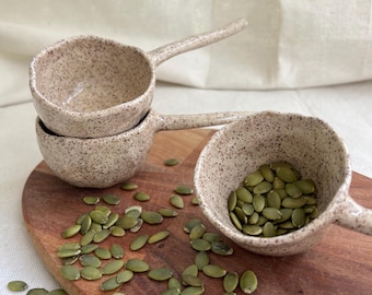 Handmade Ceramic Scoop: Stoneware Spice, Sauce, Ritual Kitchen Organic Pottery