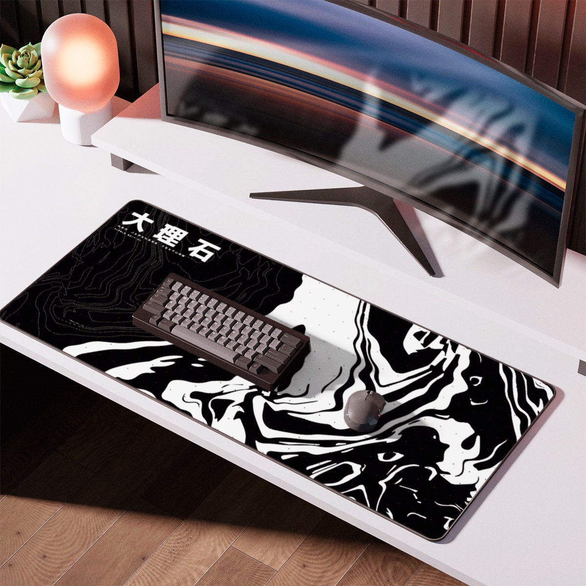 Grand tapis de souris blanc et noir, 900x400, parfait pour ordinateur de  bureau ou de jeu, Xxl - AliExpress