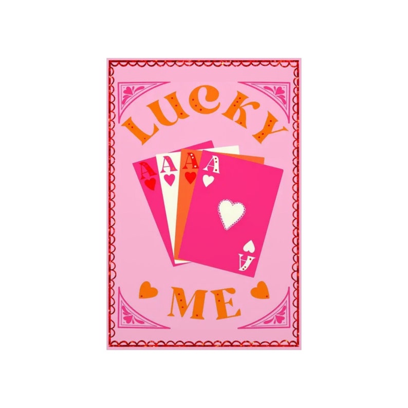 Lucky Me Poster, Pink Playing Card Poster, Taylor Swift Poster, Pink Poster, Wall Decor, Barbie Art, Pink Wall Art, Preppy Wall Art image 2