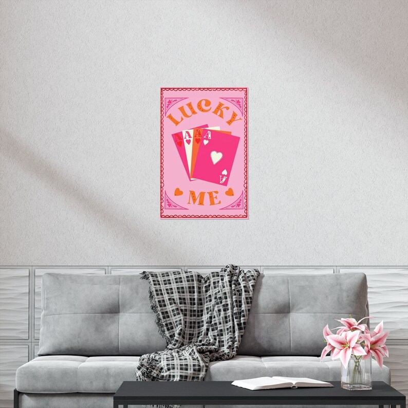 Lucky Me Poster, Pink Playing Card Poster, Taylor Swift Poster, Pink Poster, Wall Decor, Barbie Art, Pink Wall Art, Preppy Wall Art image 6