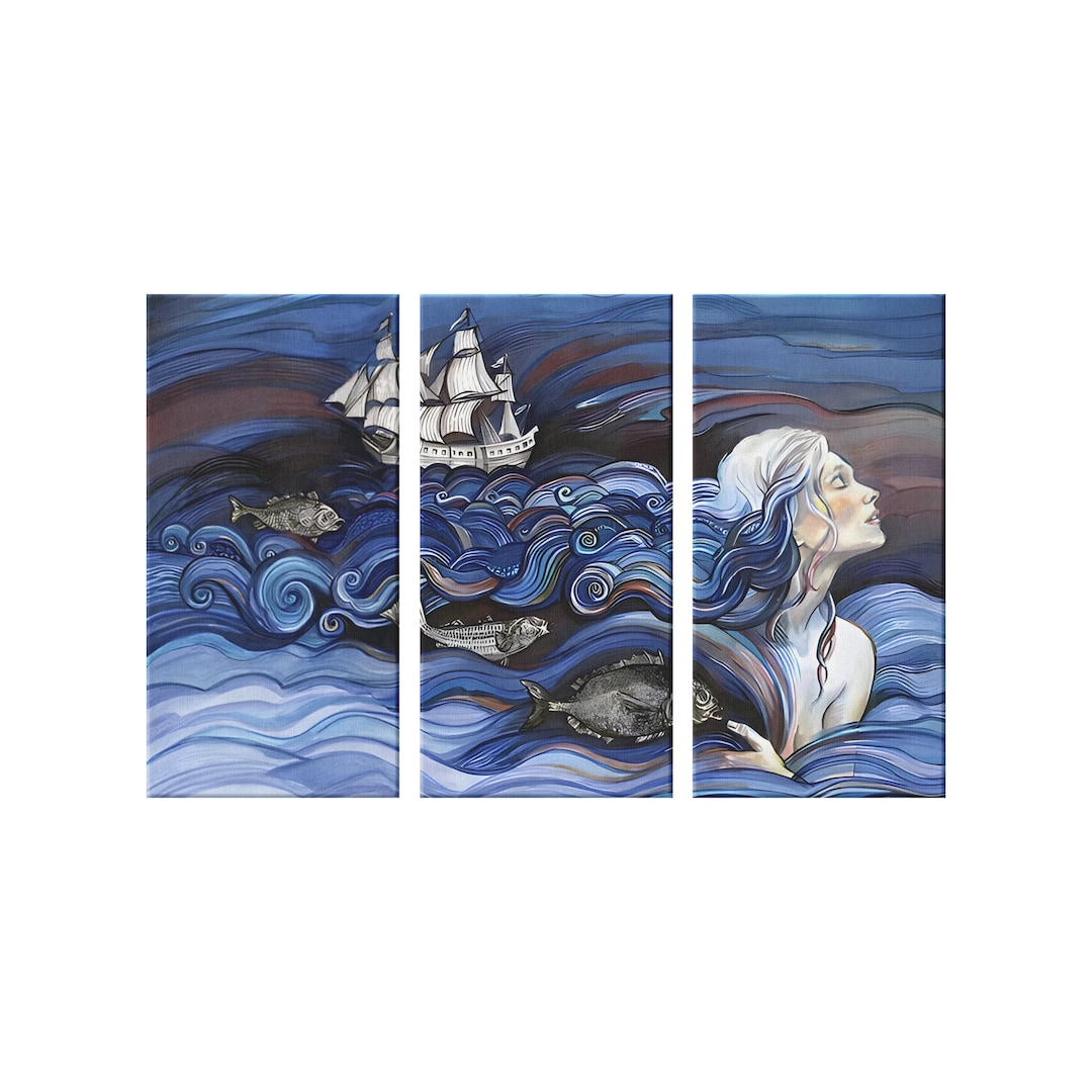 Mermaid Mermaidcore Mermaid Wall Art Triptych Wall Art 3 Panel Wall Art ...