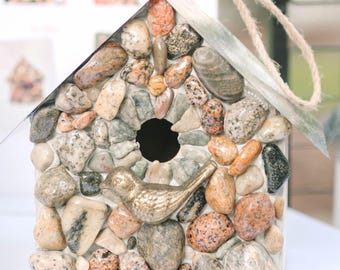 Lake Superior Stone Birdhouse with Bird Knob