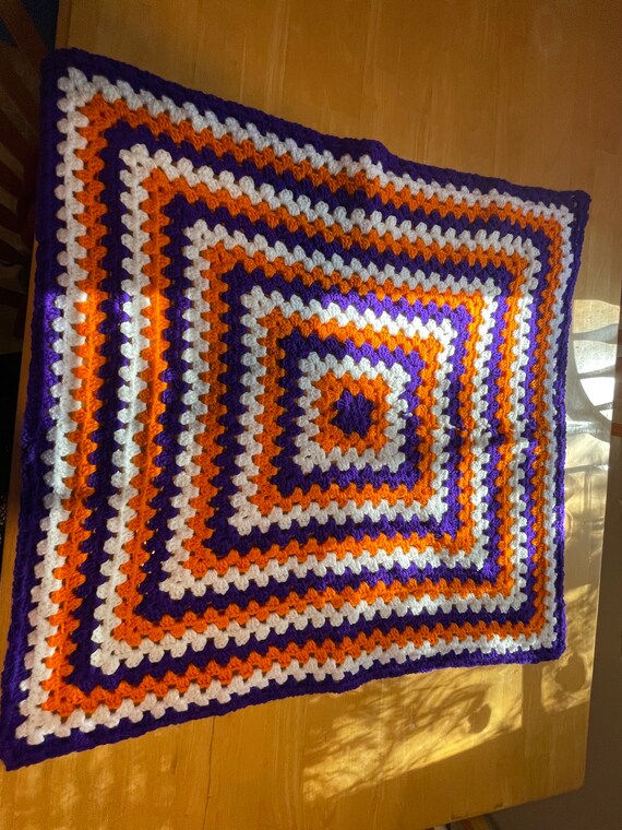 Clemson granny square baby blanket