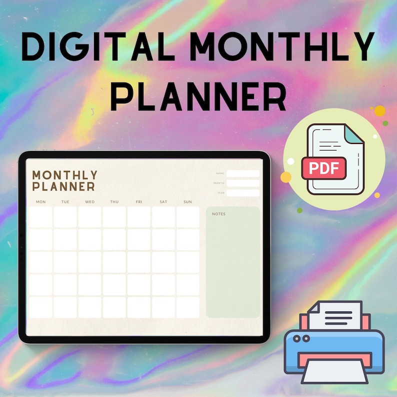 Monthly Planner Goodnotes Template Undated Monthly Planner Etsy