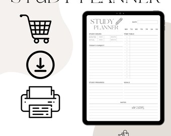Daily Study Tracker | minute planner, Study Tracker, Pomodoro Planner, A4 & Letter, Digital Study Planner for iPad, Printable PDF