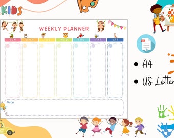 Kids Weekly Planner,  Daily Planner, Homeschool Planner, kids schedule, Kids Daily Calendar, Digital Download