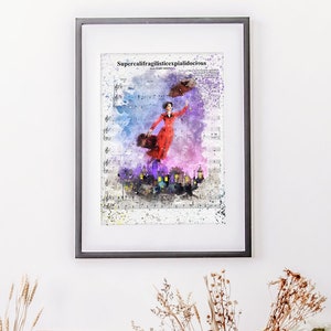 Mary Poppins muzikale digitale poster, Mary Poppins geïnspireerd print muurkunst speelkamer decor klaslokaal decoratie